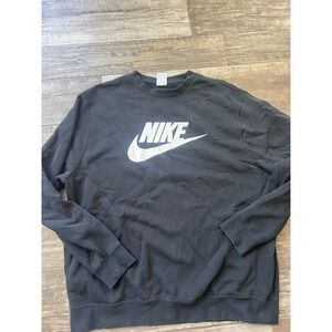 Nike Sweatshirt Mens Size XLT Swoosh Crew Neck Black‎ Tall Graphic